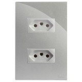 Conjunto Tomada Dupla 20a Separado 4x2 - RECTA PRATA GLOSS